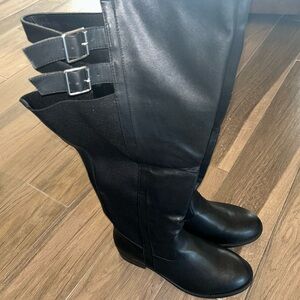 Torrid Black Over the Knee Boots with Buckle Straps
